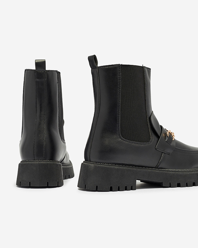 Черные женские утепленные сапоги из экокожи с декором Fera - Обувь