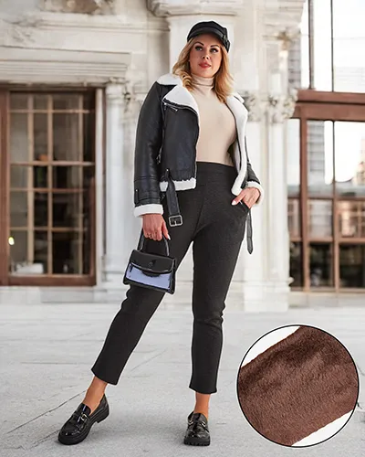 "Royalfashion" Pašiltintos moteriškos tegings kelnės PLUS SIZE