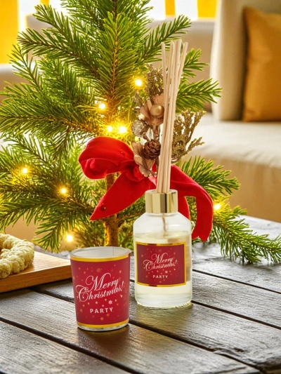 Rinkinys: Kalėdiniai kvapniosios lazdelės ir žvakė „Merry Christmas“