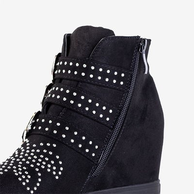 Черные кроссовки на танкетке с блестками Princali - Обувь