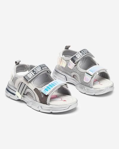 Pilkos spalvos mergaičių basutės su holografiniais intarpais iš Heilol - Footwear