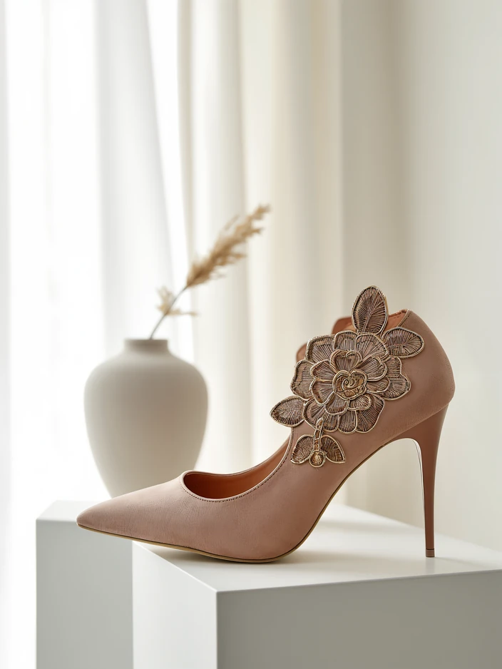 Royalfashion Moteriški aukšti kulniukai su gėlėmis Sollabe