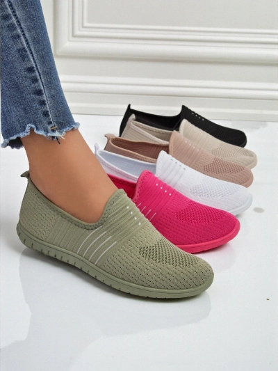 Женские слипоны-мокасины Hypatia Verde из ткани на плоской подошве