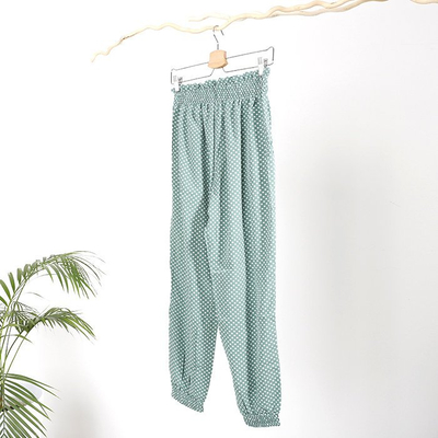 Зеленые женские брюки в горошек PLUS SIZE