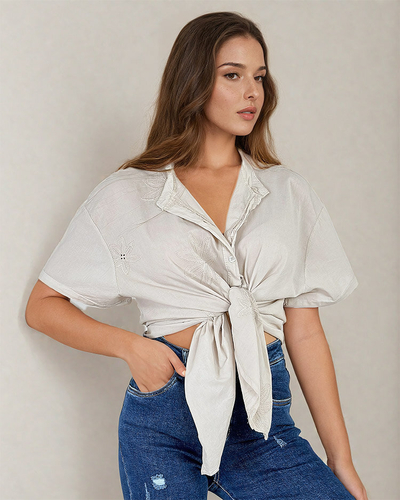"Royalfashion" Moteriški oversize siuvinėti marškiniai