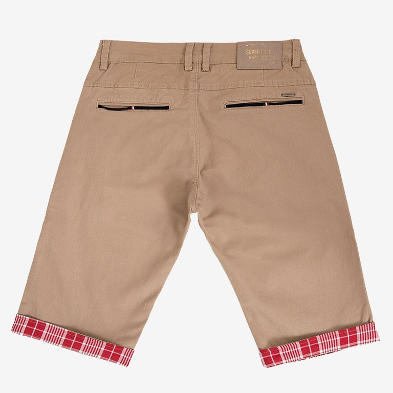 Smėlio spalvos vyriški šortai su bordo spalvos intarpais - Drabužiai