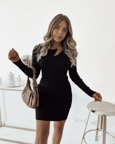 "Royalfashion" Juodos spalvos moteriška mini suknelė