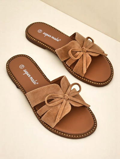 Royalfashion Женские тапочки на плоской подошве с бантом Gerber