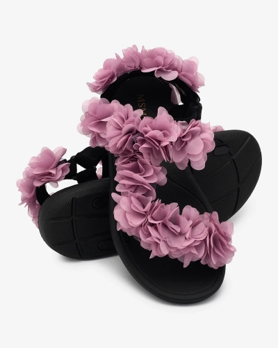 Royalfashion Темно-розовые женские сандалии с цветами Alferroy