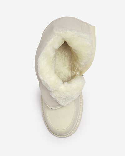 Кремовые женские сапоги на плоском каблуке Mefina- Footwear