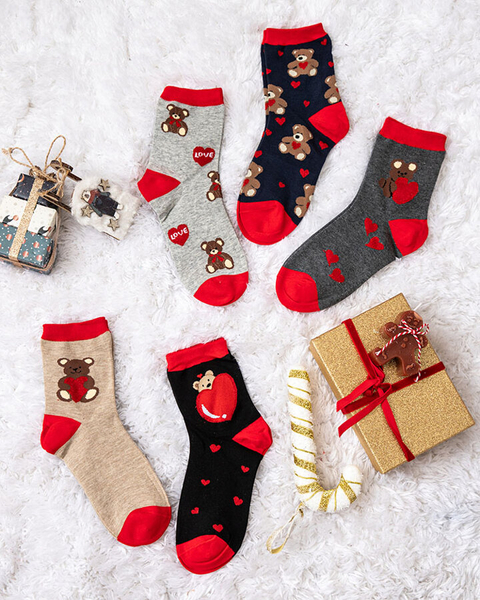 "Royalfashion" Moteriškų ilgų kojinių rinkinys su širdelėmis 5 vnt.