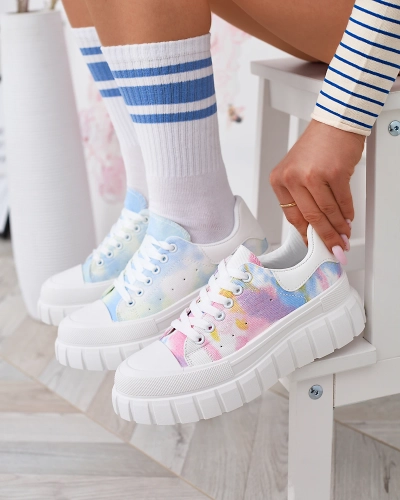 Розово-белые женские теннисные туфли с принтом Lonoll- Footwear