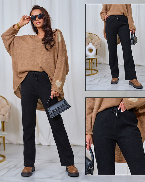 "Royalfashion" Juodos spalvos velvetinio audinio moteriškos kelnės