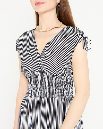 Женское черное платье макси в полоску - Одежда