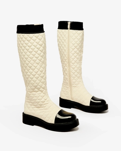 Royalfashion Бежевые женские стеганые сапоги Ataeb