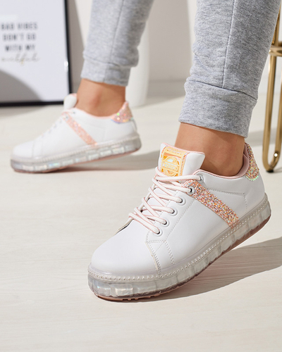 Женские спортивные кроссовки белого цвета с розовыми вставками Asxa- Footwear