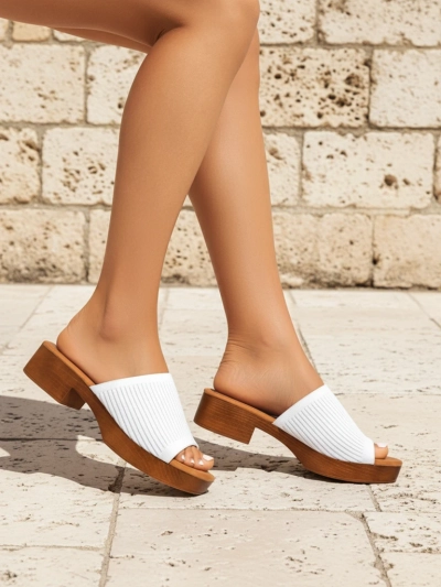 Royalfashion Женские шлепанцы на низком каблуке Ribbed Grace