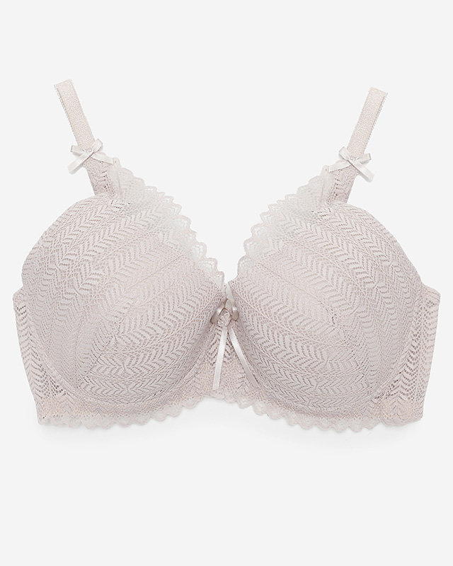 Бежевый женский кружевной бюстгальтер