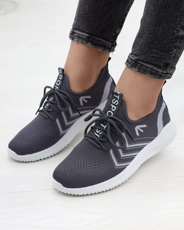 Tamsiai pilkos spalvos medžiaginiai moteriški sportiniai bateliai Leridis - Avalynė