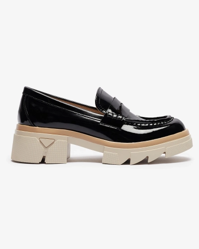 Черные женские мокасины из лакированной экокожи Sepop- Footwear