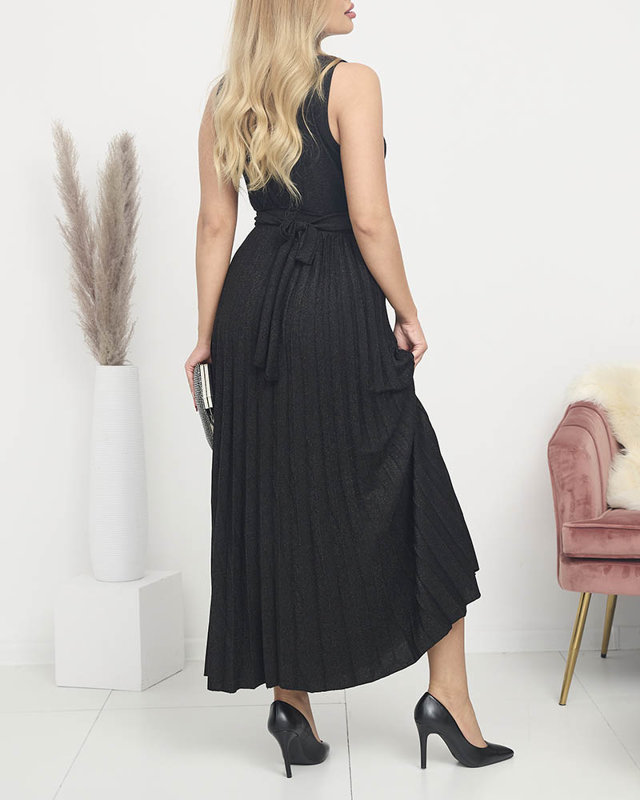 Длинное черное женское платье с блестками - Одежда