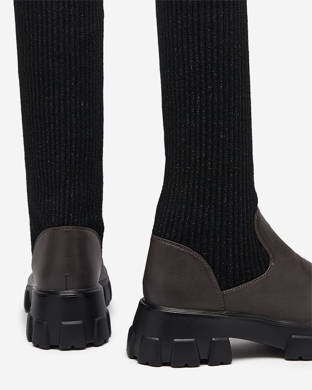 Черно-коричневые высокие женские сапоги Alerpi