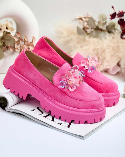 Royalfashion Женские мокасины цвета фуксии с разноцветными бусинами Hetika