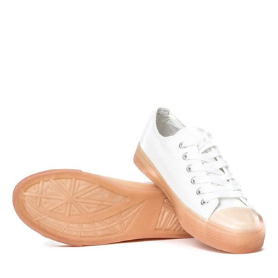 Biało-brązowe trampki na gumowej podeszwie Peach Blow - Obuwie