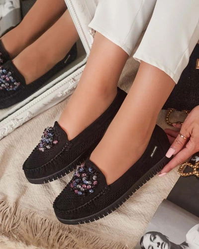 Royalfashion Moteriški ažūriniai mokasinai su karoliukais Namis