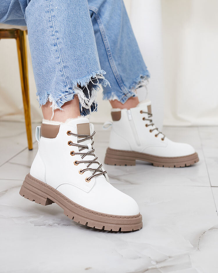 Royalfashion Белые женские утепленные сапоги-трапперы Radoras