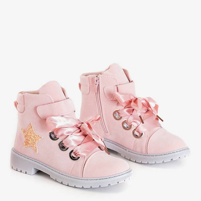 Jasnoróżowe damskie workery z ozdobami Misaki - Obuwie