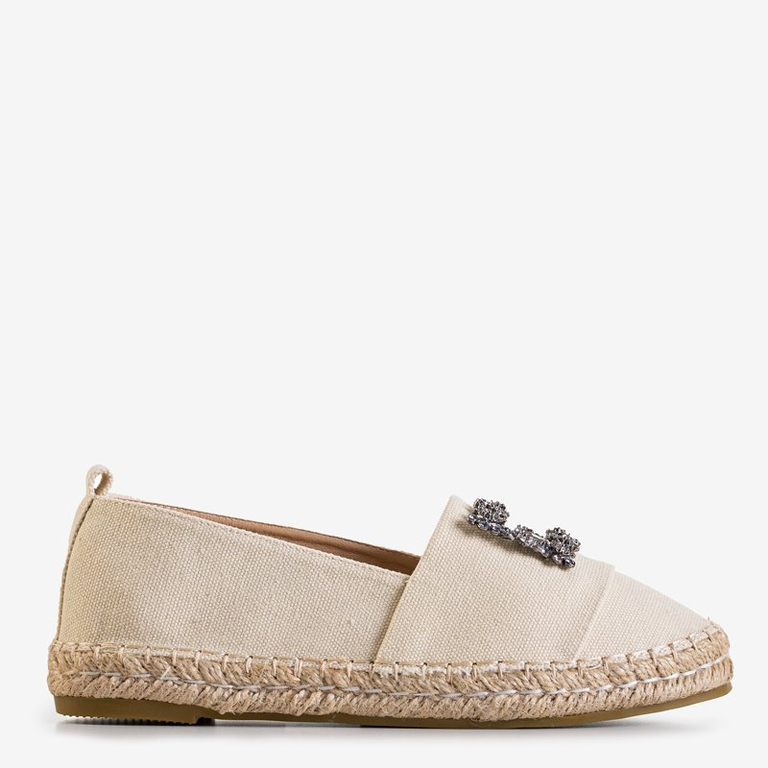 Moteriškos smėlio spalvos espadrilės su „Manya“ puošmena - Avalynė