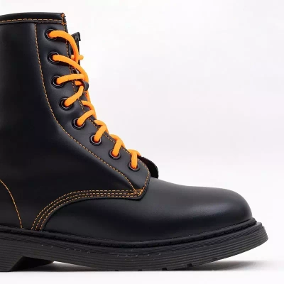 OUTLET Juodos moteriškos basutės su oranžiniais raišteliais Aven- Footwear