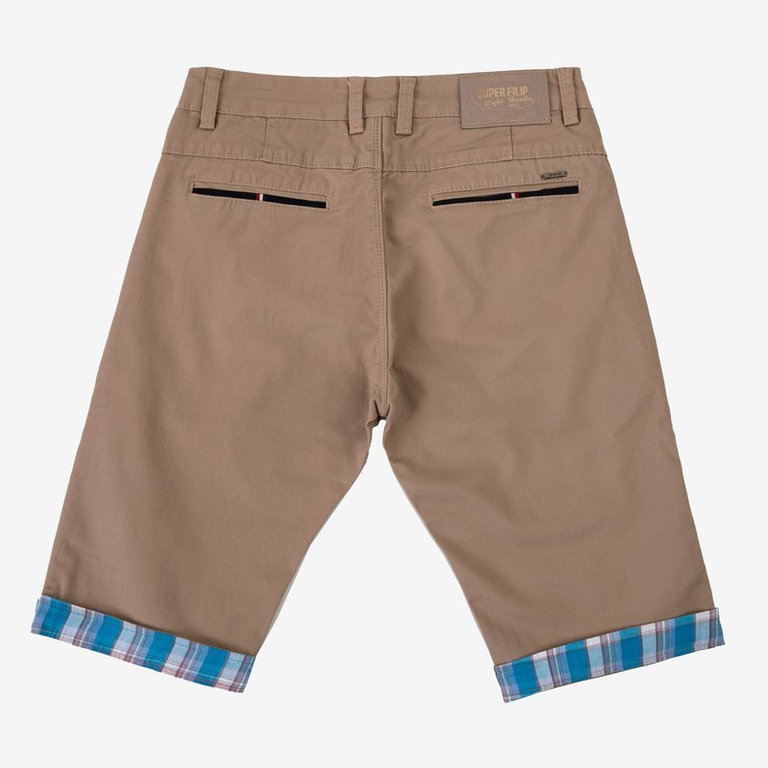 Smėlio spalvos trumpi vyriški šortai su mėlynais intarpais - Apranga