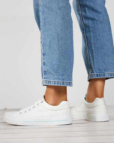 Женские белые кроссовки с мятной полоской Sols- Footwear