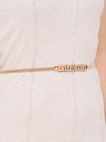 Auksinis metalinis moteriškas diržas „Minerva Elegante“ su graikų motyvu, 64–100 cm