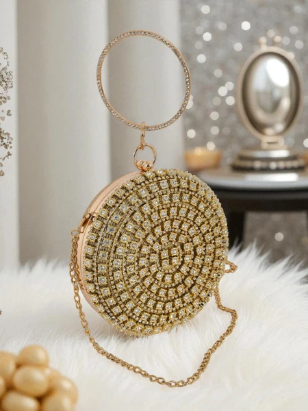 Royalfashion Kopertowa torebka damska z cyrkoniami Elira Noir