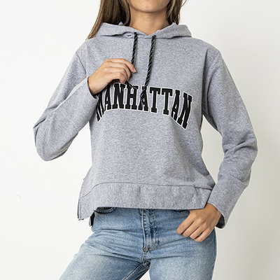 Серое женское худи с надписью