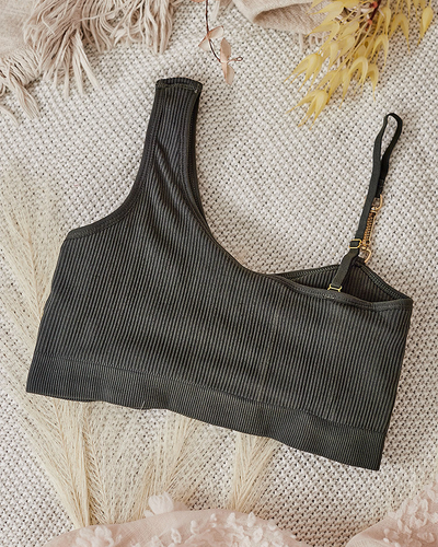 Royalfashion Женский ребристый бюстгальтер с декоративной бретелью