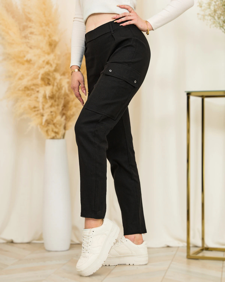 Royalfashion Женские прямые боевые брюки черного цвета