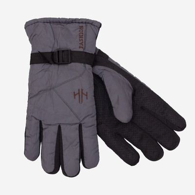 Серые утепленные мужские перчатки с регулировкой запястья - Аксессуары