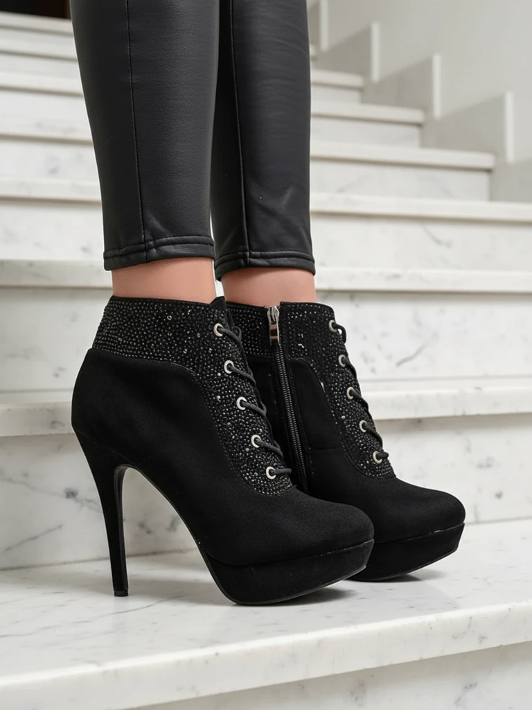 Royalfashion moteriški aukštakulniai auliniai batai su deimantais Efelolo