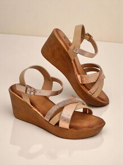 Женские wedges-сандалии Royalfashion с стразами и блестками Glittera