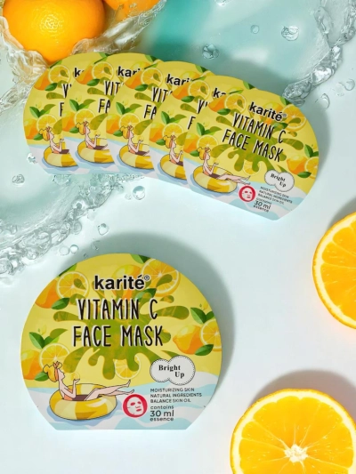 Veido kaukė-lapelė su vitaminu C – skaistinanti