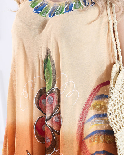 Оранжевая женская цветочная юбка а'ля платье - Одежда