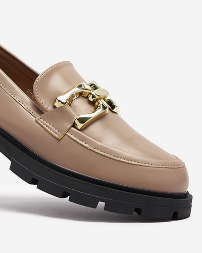 Šviesiai rudi moteriški mokasinai su ornamentu ant nosies Arver- Avalynė