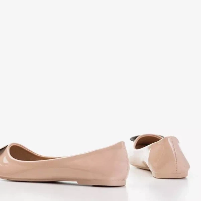 OUTLET Бежевые лакированные балетки с сердечком Monzie - Туфли