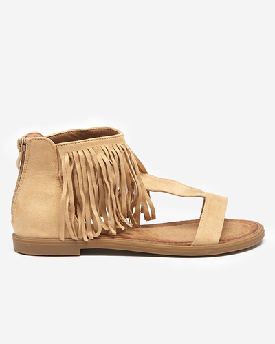 Босоножки бежевого цвета с бахромой Clov