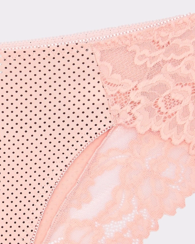 Rožinės moteriškos kelnaitės su taškuotu raštu - apatinis trikotažas