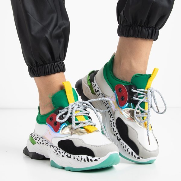 Baltos spalvos moteriški sportbačiai su spalvingais Grandi intarpais - Avalynė